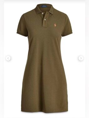 Polo Ralph Lauren Olive Polo Mini Dress with Coral Pony
